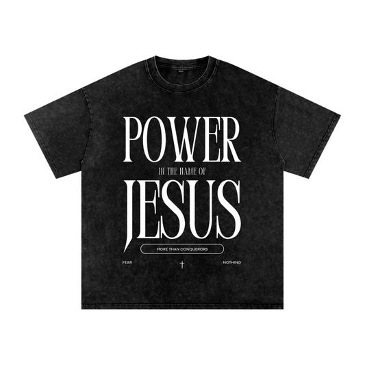Power of Jesus Acid Wash Oversized Tee